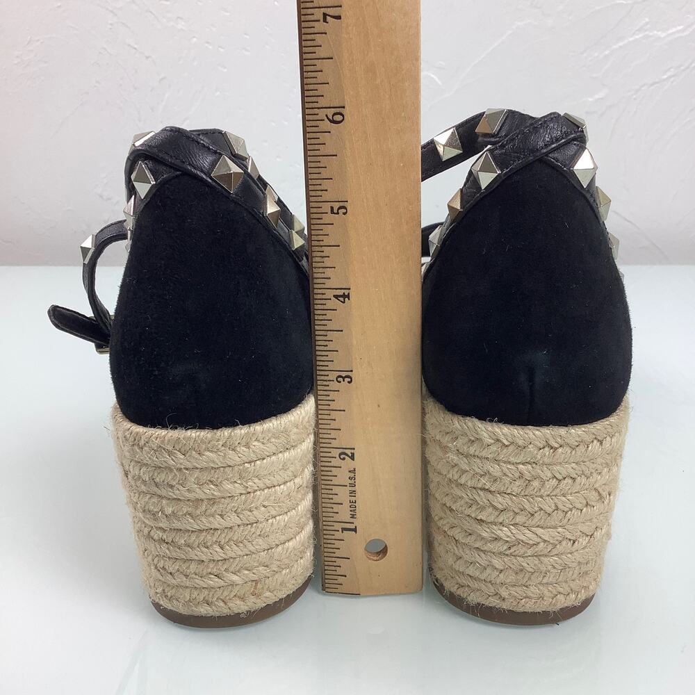 Marc Fisher Jazlyn Studs black suede open toe Espandrille Sandals Size 8.5M EU - Picture 5 of 10